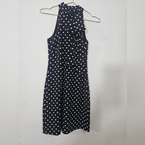 Vince Camuto Black and White Polka Dot Halter Midi Dress - Picture 2 of 9